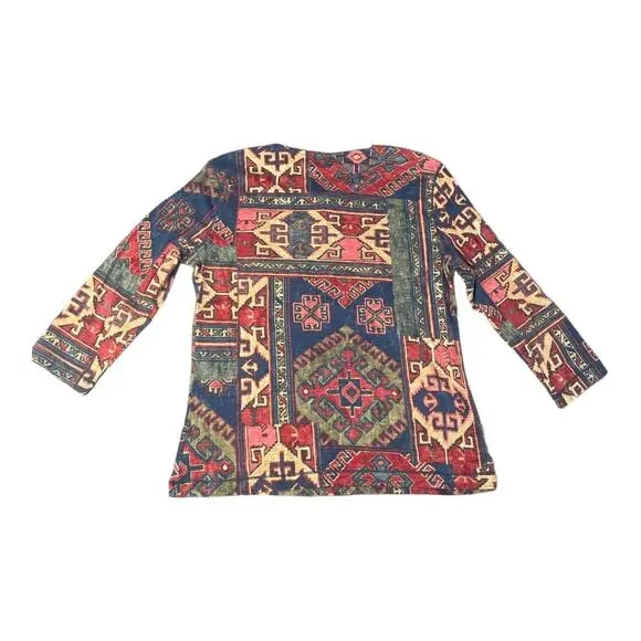 Vintage Lauren Ralph Lauren Jeans Co Women’s Southwest Aztec Tribal Henley Shirt - Picture 3 of 3